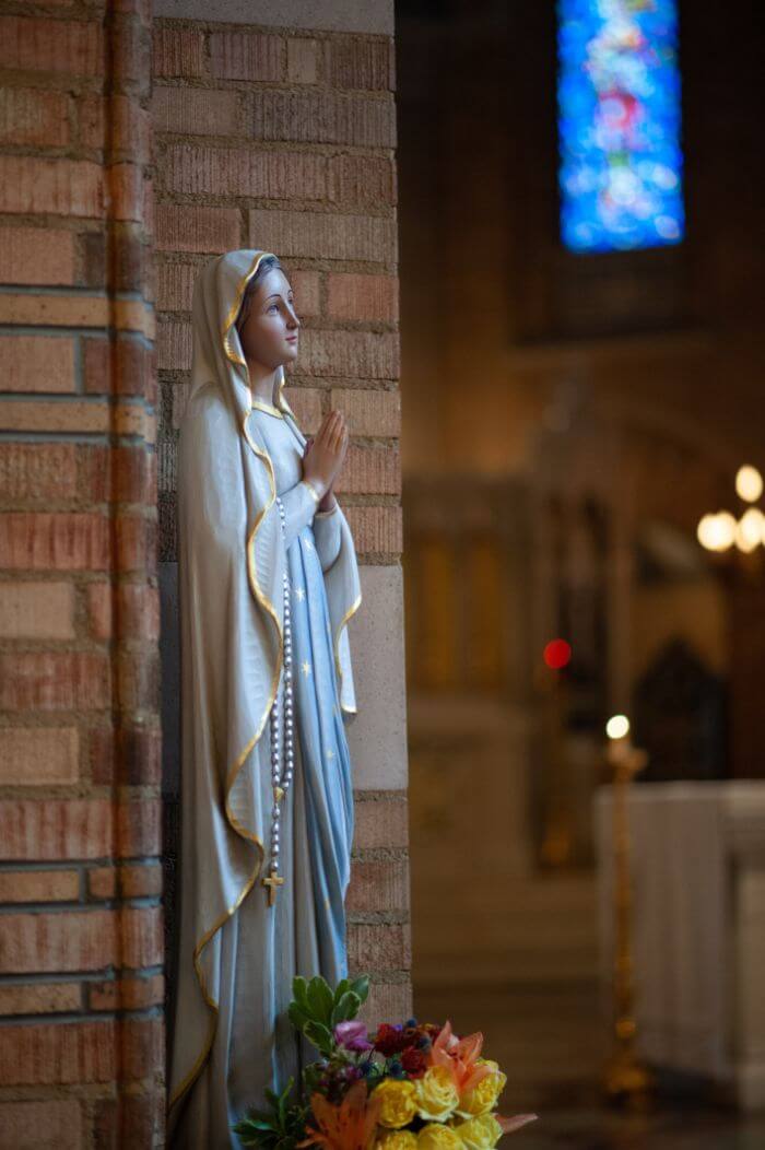 Mother Mary figurine in cathedral